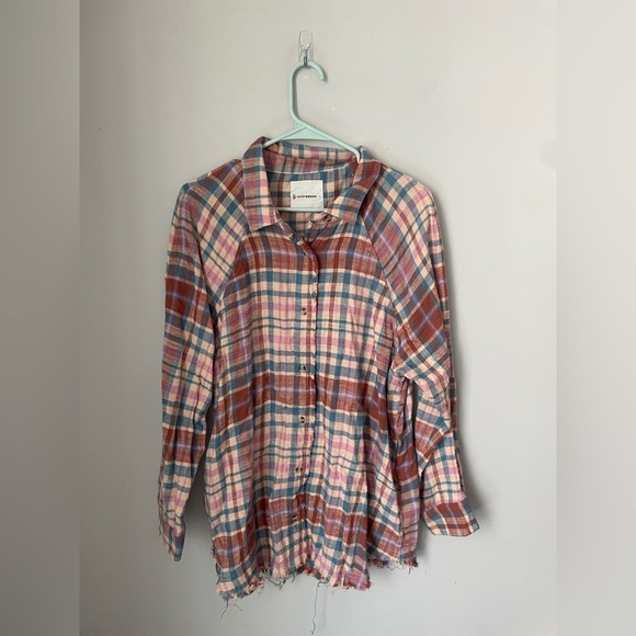 Lucky Brand Tops - Lucky Brand Pink and Blue Plaid Shirt Size Large